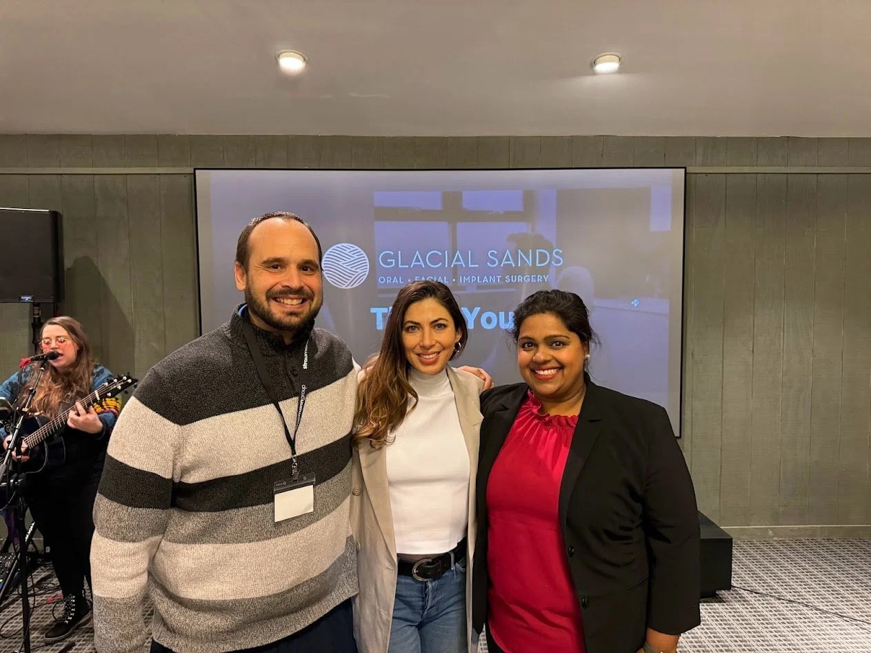 Dr. Akanksha Srivastava with Dr. Sonia Bennett and Jeff Strbjak at the January 31, 2024 study club session